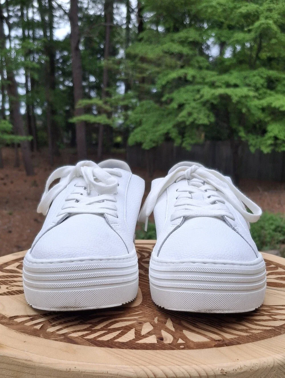 Joy Mangano Performance White Leather Comfort Platform Sneakers Orthotic Insole